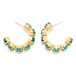 Wholesale rhinestone Station Hoop Earrings faceted glass stones set polished bez