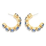 Wholesale rhinestone Station Hoop Earrings faceted glass stones set polished bez