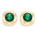 Wholesale crystal Button Stud Earrings round faceted glass stone set puffy softl