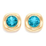 Wholesale crystal Button Stud Earrings round faceted glass stone set puffy softl