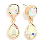 Wholesale crystal Teardrop Drop Earrings cushion cut glass stone at ear faceted