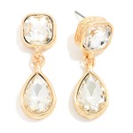 Wholesale crystal Teardrop Drop Earrings cushion cut glass stone at ear faceted