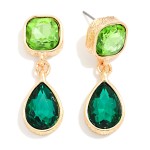 Wholesale crystal Teardrop Drop Earrings cushion cut glass stone at ear faceted