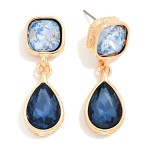 Wholesale crystal Teardrop Drop Earrings cushion cut glass stone at ear faceted