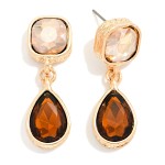 Wholesale crystal Teardrop Drop Earrings cushion cut glass stone at ear faceted