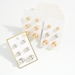 Wholesale ball Stud Earring Set three pairs polished metal ball studs small medi