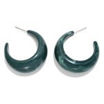 Wholesale chunky Marbled Resin Hoop Earrings thick sculpted C glossy swirled fin