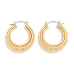 Wholesale ribbed Tube Hoop Earrings chunky rounded profile polished finish bold