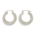 Wholesale ribbed Tube Hoop Earrings chunky rounded profile polished finish bold