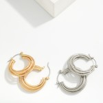 Wholesale ribbed Tube Hoop Earrings chunky rounded profile polished finish bold