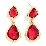 Wholesale double Glass Stone Drop Earrings pairing smaller organic stone larger