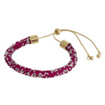 Wholesale fuchsia silver rhinestone bracelet adjustable bolo closure Fits up wri