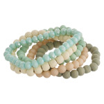 Wholesale wood Beaded Stackable Stretch Bracelet Set Acrylic Faceted Beads pcs p