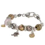 Wholesale pandora inspired breast cancer awareness charm bracelet lobster clasp