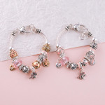 Wholesale pandora inspired breast cancer awareness charm bracelet lobster clasp