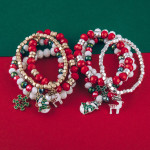 Wholesale beaded Christmas stretch charm bracelet set diameter unstretched Fits