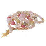 Wholesale natural stone iridescent faceted beaded stretch bracelet set gold bead