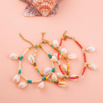 Wholesale beaded anklet puka shell accents diameter Fits up ankle