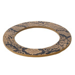 Soft bendable faux leather snakeskin disc bracelet. Approximately 3" in diameter. Fits up to a 6" wrist. 