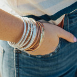 Wholesale glitter jelly bangle bracelet set five Blessed engraved details They r