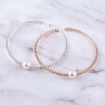 Wholesale cubic zirconia pearl cuff bracelet diameter Fits up wrist