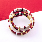 Wholesale color Game day color block stretch bracelet set three diameter unstret