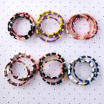Wholesale color Game day color block stretch bracelet set three diameter unstret