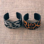 Wholesale faux leather leopard print cuff bracelet diameter Fits up wrist