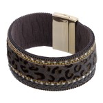 Wholesale faux fur leopard print magnetic bracelet braided details diameter Fits