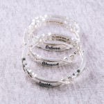 Wholesale blessed engraved metal stretch bracelet diameter unstretched Fits up w