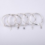 Wholesale inspirational metal cross bangle bracelet Commandments engraved detail