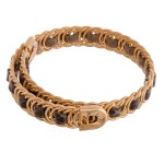 Wholesale faux leather snakeskin woven metal wrap bracelet Open fit One fits mos