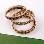 Wholesale faux leather snakeskin woven metal wrap bracelet Open fit One fits mos