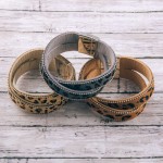 Wholesale faux leather criss cross leopard print magnetic bracelet Magnetic clos