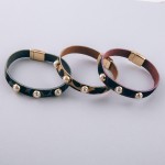 Wholesale cowhide leopard print pearl stud magnetic bracelet Magnetic closure di
