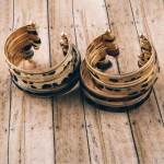 Wholesale cowhide leopard print metal bangle cuff bracelet diameter Fits up wris