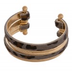 Wholesale cowhide leopard print metal bangle cuff bracelet diameter Fits up wris