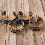 Wholesale cowhide leopard print metal bangle cuff bracelet diameter Fits up wris