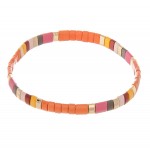 Wholesale enamel Miyuki Tila Bead Color Block Stretch Bracelet diameter Fits up