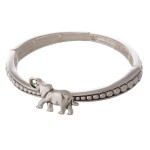 Wholesale antique silver elephant caviar metal stretch bracelet diameter unstret