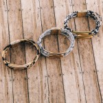 Wholesale faux leather multi strand leopard print magnetic closure gold accents