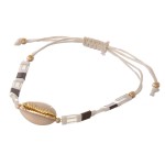 Wholesale miyuki Tila beaded puka shell bolo cord bracelet Ajustable bolo closur
