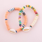 Wholesale polymer Clay Heishi spacer beaded puka shell stretch bracelet diameter
