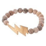Wholesale semi Precious Natural Stone Beaded Lightning Bolt Stretch Bracelet dia
