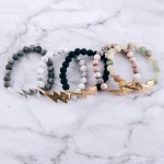 Wholesale semi Precious Natural Stone Beaded Lightning Bolt Stretch Bracelet dia