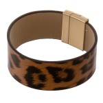Wholesale faux leather leopard print magnetic bracelet Magnetic closure diameter