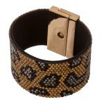 Wholesale faux leather rhinestone leopard print turn lock bracelet Turn Lock clo