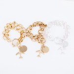 Wholesale chain Link Layered Airplane Charm Bracelet Worn Gold Charm diameter Fi
