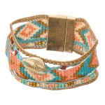 Wholesale multi beaded loom puka shell cord magnetic bracelet Magnetic closure d