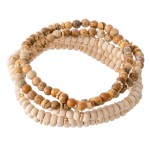 Wholesale natural Stone Wood Beaded Stretch Bracelet Set pcs set diameter unstre